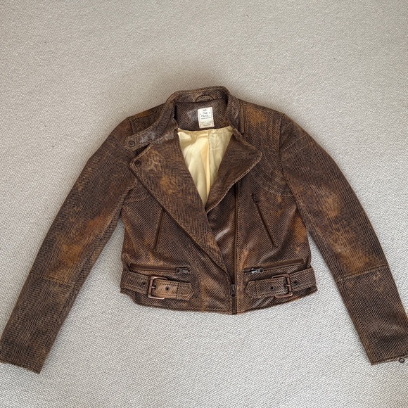 Free People Fenix SnakeSkin Vegan Leather Moto Jacket - Picture 3 of 8